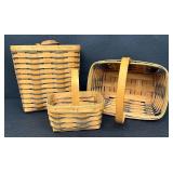 Set of 3 Longaberger Handwoven Baskets Dresden Ohio Dated 1993