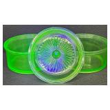 Vintage Hazel-Atlas Green Uranium Glass Stacking Glass Bowls