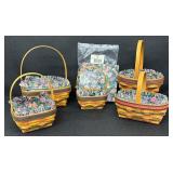 Longaberger Easter Basket Set with Liners and Serving Tray Liner