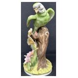Andrea by Sadek Parakeet Porcelain Figurine with Flowers
