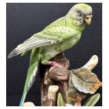 Andrea by Sadek Parakeet Porcelain Figurine with Flowers
