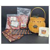Longaberger Pumpkin Patch Basket with Lid, Fall Liners, and Accessories