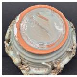 Artisan Pottery Bowl with Sculpted Horses Motif