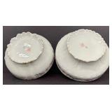 7-Piece Antique PM Bavaria Floral Porcelain Serving Set with Covered Bowls and Gravy Boat