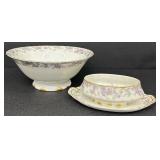 7-Piece Antique PM Bavaria Floral Porcelain Serving Set with Covered Bowls and Gravy Boat
