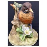 Andrea by Sadek Robin Porcelain Figurine with Flowers