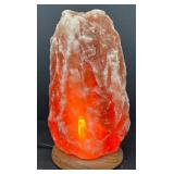 Himalayan Crystal Salt Lamp with Hardwood Base, New