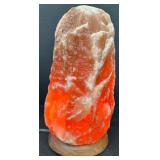 Himalayan Crystal Salt Lamp with Hardwood Base, New