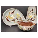 Vintage Stangl Golden Harvest Dinnerware Trio: Divided Plate, Serving Dish, and Lidded Bowl