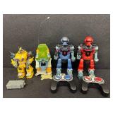 Lot of 4 Cool and Colorful Electric Robots with Remotes and Accessories