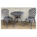 3-Piece Lightweight Cast Metal Patio Bistro Set with Table and 2 Chairs