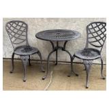3-Piece Lightweight Cast Metal Patio Bistro Set with Table and 2 Chairs