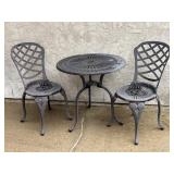 3-Piece Lightweight Cast Metal Patio Bistro Set with Table and 2 Chairs