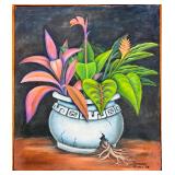 Armando Rivero Signed Canvas Painting 1995 Framed 35 x 30 Inch Wall Art