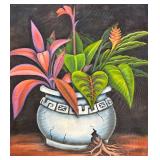 Armando Rivero Signed Canvas Painting 1995 Framed 35 x 30 Inch Wall Art