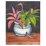 Armando Rivero Signed Canvas Painting 1995 Framed 35 x 30 Inch Wall Art