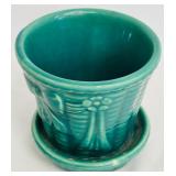 Set of Vintage Green McCoy Planters and Bowls