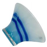 LSA Blue and White Striped Glass Vase