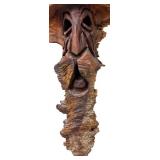 Hand Carved Wooden Cross with Old Man Face by Kelly 1989, 12" x 16"