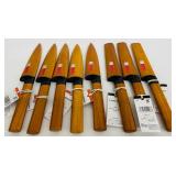 Set of 8 Suncraft Fruit Knives with Wood Handles - 5 with Sheaths