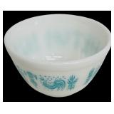 Vintage Pyrex Milk White Bowl with Blue Rooster Pattern 1.5 Pint