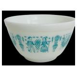 Vintage Pyrex Milk White Bowl with Blue Rooster Pattern 1.5 Pint