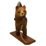 Set of 3 Wooden Bear Fishing Figurines Including TJ Carver and JDC, 8 Inches High