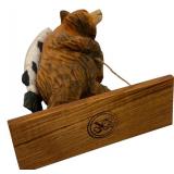 Set of 3 Wooden Bear Fishing Figurines Including TJ Carver and JDC, 8 Inches High
