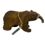 Set of 3 Wooden Bear Fishing Figurines Including TJ Carver and JDC, 8 Inches High
