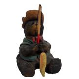 Set of 3 Wooden Bear Fishing Figurines Including TJ Carver and JDC, 8 Inches High