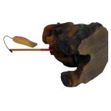 Set of 3 Wooden Bear Fishing Figurines Including TJ Carver and JDC, 8 Inches High