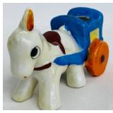 Set of 3 Vintage Japanese Ceramic Donkey and Cart Figurines
