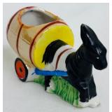 Set of 3 Vintage Japanese Ceramic Donkey and Cart Figurines