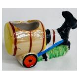 Set of 3 Vintage Japanese Ceramic Donkey and Cart Figurines