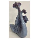 Peachstone California Blue Ceramic Dragon Figurine 4 Inches