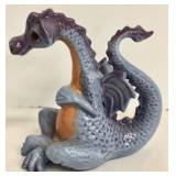 Peachstone California Blue Ceramic Dragon Figurine 4 Inches