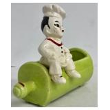 Hollywood Ceramic Match Holder with Little Baker on Green Rolling Pin