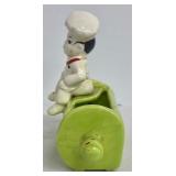 Hollywood Ceramic Match Holder with Little Baker on Green Rolling Pin