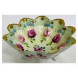 Decorative China Tray and Footed Dish with Rose Motif