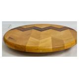 Wooden Lazy Susan 12 Inch Round with Chevron Pattern