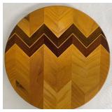 Wooden Lazy Susan 12 Inch Round with Chevron Pattern