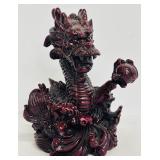 Red Resin Chinese Feng Shui Dragon Figurine, 5 Inches Tall