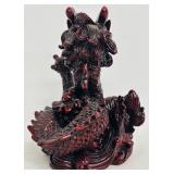 Red Resin Chinese Feng Shui Dragon Figurine, 5 Inches Tall