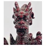 Red Resin Chinese Feng Shui Dragon Figurine, 5 Inches Tall