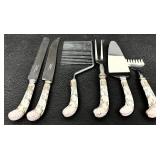 Set of 6 English Stainless Steel Cutlery with Floral Handles