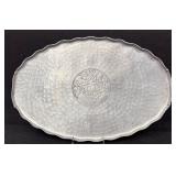 Set of 3 Vintage Embossed Pewter Serving Pieces, Largest 20.5 Inches, Craft 221