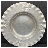 Set of 3 Vintage Embossed Pewter Serving Pieces, Largest 20.5 Inches, Craft 221