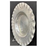 Set of 3 Vintage Embossed Pewter Serving Pieces, Largest 20.5 Inches, Craft 221