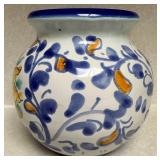 Hand-Painted Italian Pottery Vase by Vietri with Sun Face Design