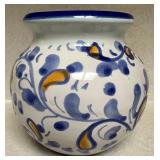 Hand-Painted Italian Pottery Vase by Vietri with Sun Face Design